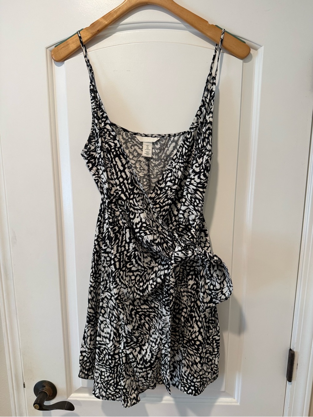 H&M Black & White Printed Wrap Mini Dress